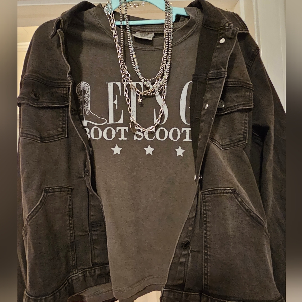 NWOT Lets Go Boot Scootin' Comfort Colors charcoal gray country western tee, 2X